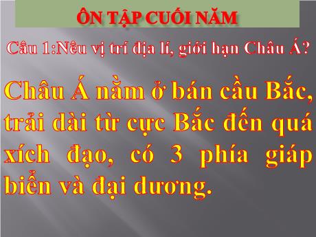 Bài giảng Địa lí Lớp 5 - Bài: Ôn tập học kì II - Năm học 2023-2024 - Hoàng Thị Huệ