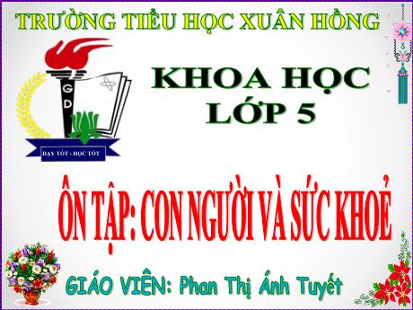 Bài giảng Khoa học Lớp 5 - Bài 20: Ôn tập: Con người và sức khoẻ - Năm học 2023-2024 - Phan Thị Ánh Tuyết