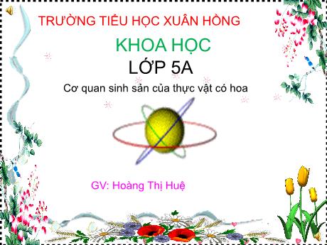 Bài giảng Khoa học Lớp 5 - Bài: Cơ quan sinh sản của thực vật có hoa - Năm học 2023-2024 - Hoàng Thị Huệ