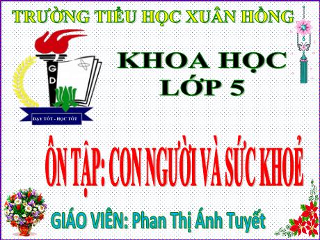 Bài giảng Khoa học Lớp 5 - Bài: Ôn tập: Con người và sức khỏe - Năm học 2023-2024 - Phan Thị Ánh Tuyết