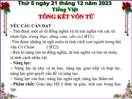 Bài giảng Tiếng Việt Lớp 5 - Bài: Tổng kết vốn từ - Năm học 2023-2024